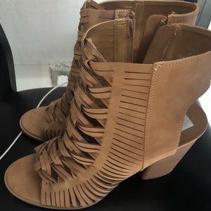 Cute open toe booties heels